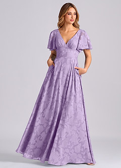 Azazie Kimber Suknie dla druhen Linia A z kieszeniami Kwiatowe wypalenie Do ziemi Sukienka image7