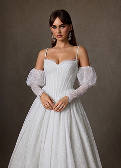 Azazie Sienna Wedding Dresses Diamond White A-Line Sweetheart Neckline Lace Dress image6