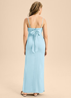 Azazie Mai Junior Sky Blue A-Line Sweetheart Neckline Stretch Satin Dress image2