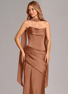 Azazie Pelagia Suknie dla druhen Syrena Gorset Satyna elastyczna Do ziemi Sukienka image5