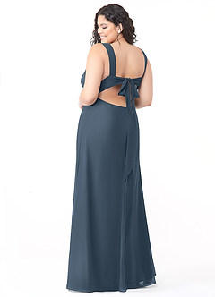 Azazie Christiana Final Sale Neptune A-Line V-Neck Pleated Chiffon Dress image8