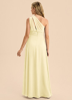 Azazie Skye Junior Abito A-Line in Chiffon Plissettato Sorbetto Al Limone image2