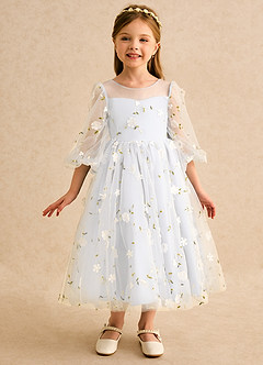 Azazie Elowen Flower Girl Dresses White A-Line Sweetheart Neckline Lace Dress image3