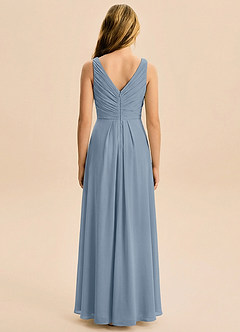 Azazie Freya Junior Jurk van Chiffon met A-Lijn Geplooid Stoffig Blauw image2