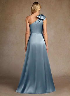 Azazie Easton Mother of the Bride Dresses Dusty Blue A-Line One Shoulder Stretch Satin Dress image3