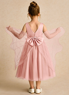 Azazie Pear Blumenmädchenkleider Ballkleid Schleifen Tüll Kleid Rosettenrosa image1