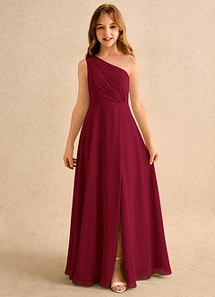 Azazie Puddles Girls Formal Flower Girl Klänningar Klä A-Line i Chiffong Ena axeln image6