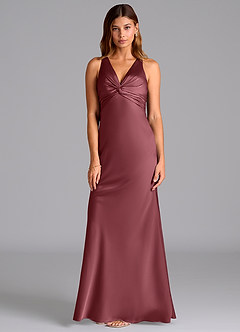Azazie Hati Bridesmaid Dresses Desert Rose Mermaid Stretch Satin Dress image5