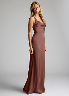 Azazie Elida Brautjungfernkleider Etui Plissee Stretch-Satin Kleid Espresso image3