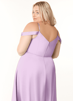 Azazie Ocean Robes de demoiselle d'honneur Robe Trapèze en Satin extensible Col V plissé Frostiges Flieder image11