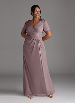 Azazie Bessie Mother of the Bride Dresses Dusk A-Line Pleated Mesh Dress image7