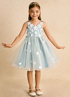 Azazie Junebug vestidos de niña de las flores Vestido de Marfil Neblina de Tul de Princesa con Encaje image3