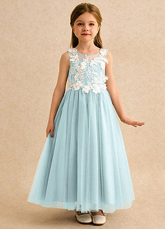 Azazie Mixie Sukienki dla dziewczynek sypiących kwiaty Suknia balowa Koronka Sznurówka Długość kostki Sukienka image5