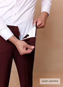 front Savile Burgundy Wool Blend 3-Piece Suit