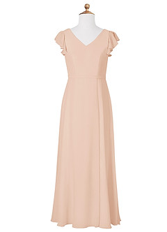Azazie Claudine Junior English Rose A-Line Pleated Chiffon Dress image5