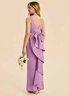 Azazie Emi Junior Wisteria Sheath Bow Stretch Satin Dress image4
