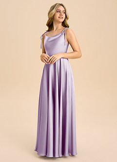 Azazie Popsy Junior Linia A Ukłon Satyna elastyczna Długość podłogi Młodsza druhna Sukienka image4