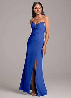 Azazie Yola Bridesmaid Dresses Royal Blue Sheath Pleated Chiffon Convertible Dress image3