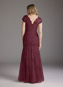 Azazie Marbella vestidos de madre de la novia Vestido de Cabernet de Encaje de Sirena con Reina Ana Lentejuelas image7