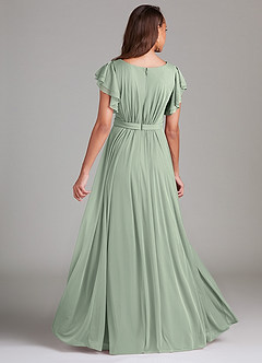 Azazie Daphne Modest Bridesmaid Dresses A-Line Ruched Mesh Floor-Length Dress image2