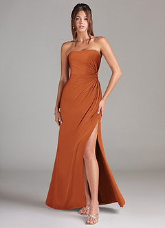 Azazie Aliani At-home Try On Dresses Agave Sheath Strapless Chiffon Convertible Dress image1