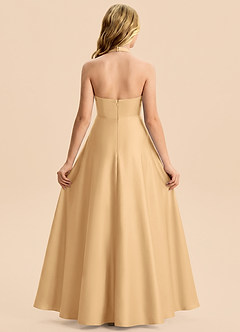 Azazie Kady Junior Robe Trapèze en Satin extensible Décolleté en cœur Or image2