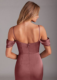 Azazie Saige Suknie dla druhen Syrena Zza ramienia Satyna elastyczna Długość kostki Sukienka image6