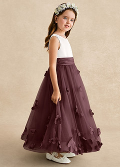 Azazie Vi Flower Girl Dresses Sangria A-Line Sleeveless Tulle Dress image7