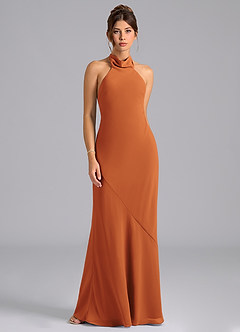 Azazie Velli Bridesmaid Dresses Cinnamon Mermaid Bow Chiffon Dress image6