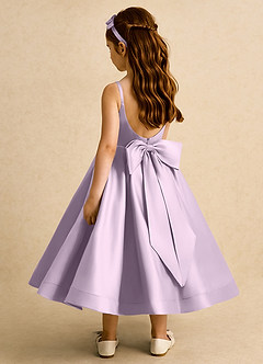 Azazie Babs Blumenmädchenkleider Ballkleid Plissee Matte Satin Kleid Frostiges Flieder image1