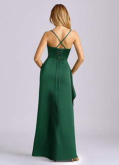 Azazie Sarai Bridesmaid Dresses Dark Green Sheath Corset Stretch Satin Dress image5