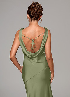 Azazie Rylina Bridesmaid Dresses Garden Sage Mermaid Stretch Satin Dress image2