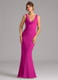 Azazie Rylina Brautjungfernkleider Meerjungfrau-Linie Plissee Chiffon Kleid Fuchsia image1
