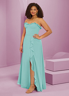 Barbie ♥ Azazie Bridesmaid Dresses Aqua A-Line Sweetheart Neckline Chiffon Dress image11