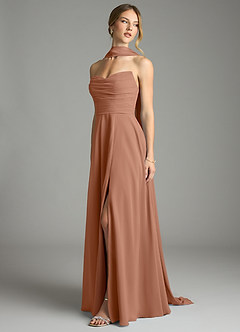 Azazie Ayla Abiti da Damigella Abito A-Line in Chiffon Scollo a Cuore Bronzo image8