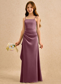 Azazie Cannoli Girls Formal Flower Girl Dresses Amethyst A-Line Pleated Stretch Satin Dress image3