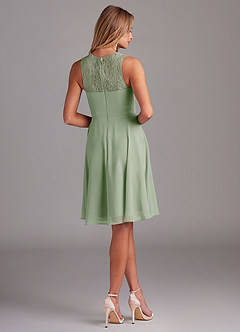 Azazie Vina Bridesmaid Dresses Dusty Sage A-Line Lace Chiffon Dress image2