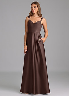 Azazie Beatrice Final Sale Ganache A-Line Sweetheart Neckline Stretch Satin Dress image3