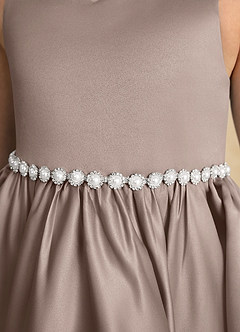 Azazie Julietta Robe Demoiselle D'honneur Fillette Robe Princesse en Tulle Convertible Taupe image10