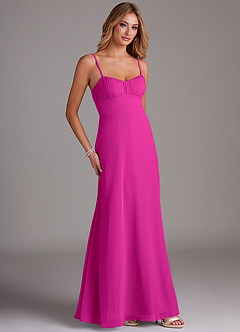 Azazie Breonna Final Sale Fuchsia A-Line Sweetheart Neckline Chiffon Dress image4