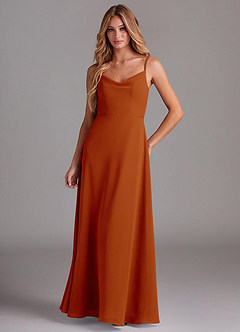 Azazie Daenerys Bridesmaid Dresses Paprika A-Line Cowl Chiffon Dress image1