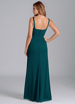 Azazie Micky Robes de demoiselle d'honneur Robe Trapèze en Maille Plissée Vert Pin image6