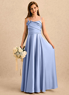 Azazie Gracie Girls Formal Robe Demoiselle D'honneur Fillette Robe Trapèze en Satin extensible Encolure en Forme de Cœur Eis image1
