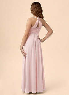 Azazie Ginny Junior Vestido de Rosa Rubor de Gasa de Corte en A con Plisado image2