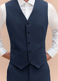 front James Dark Navy Structured Stretch Suit Vest