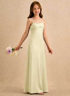 Azazie Mirabella Girls Formal Flower Girl Dresses Lemon Sorbet Sheath Sweetheart Neckline Stretch Satin Dress image4