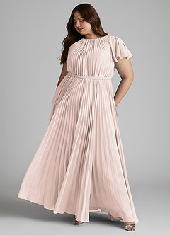 Azazie Kara Modest Bridesmaid Dresses A-Line Pleated Chiffon Floor-Length Dress image12