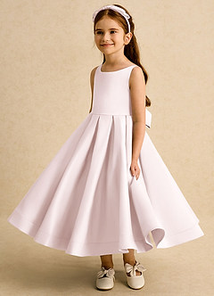 Azazie Babs Blumenmädchenkleider Ballkleid Plissee Matte Satin Kleid Zartrosa image5