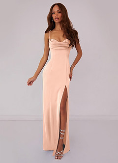 Barbie ♥ Azazie Bridesmaid Dresses English Rose Mermaid Corset Stretch Satin Dress image1