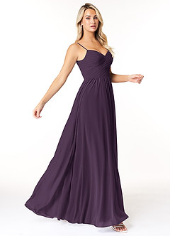 Azazie Lisbon Final Sale Plum A-Line Sweetheart Neckline Chiffon Dress image1